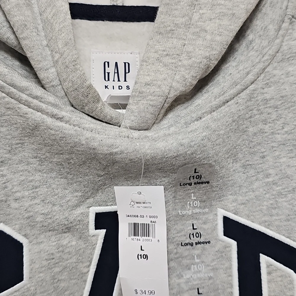 GAP‎ Kids Heather Gray Hoodie with Dark Blue Accents